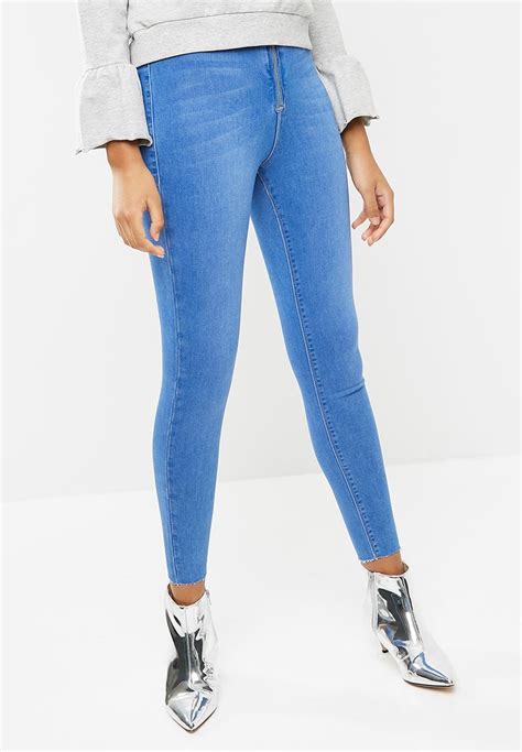 Vice High Waisted Zip Fly Skinny Jeans Bright Blue Missguided Jeans