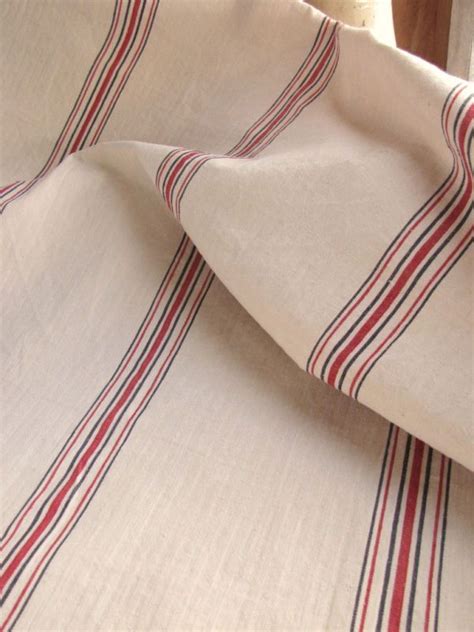 Antique Vintage French Ticking Fabric Upholstery Stripe Ticking