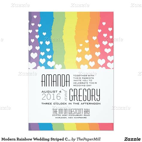 Modern Rainbow Wedding Striped Colors 5 X 7 Invitation Card Rainbow Wedding Summer Wedding