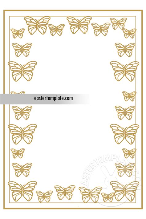 Gold Border With Butterflies Easter Template