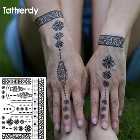 black henna tattoo flash temporary waterproof fake lace tattoos sticker sexy jewelry body