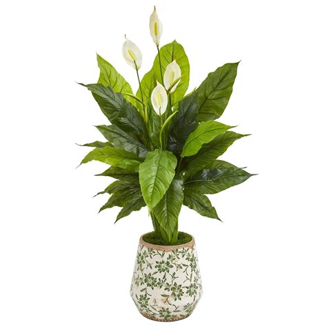 49 Spathiphyllum Artificial Plant In Decorative Planter Real Touch