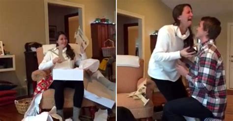 Girl Freaks Out Over Christmas Morning Proposal Popsugar Love And Sex