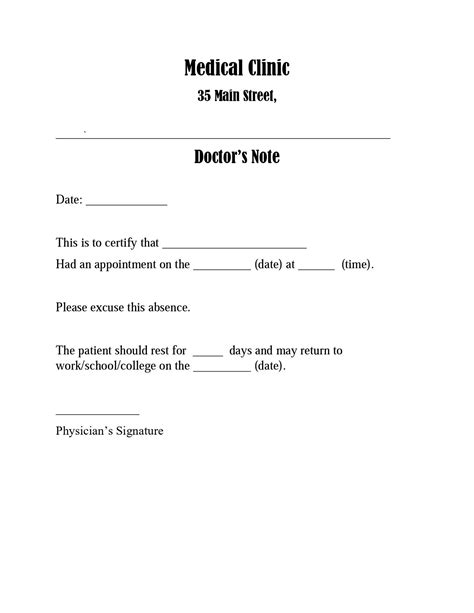 Free Customizable And Printable Doctors Note Templates
