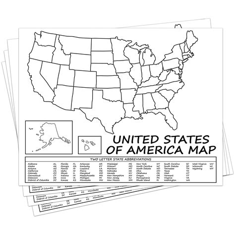 United States Map Usa Poster Us Educational Map With 2 Letter