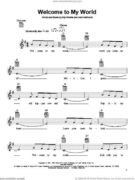 Reeves Welcome To My World Sheet Music For Ukulele Pdf
