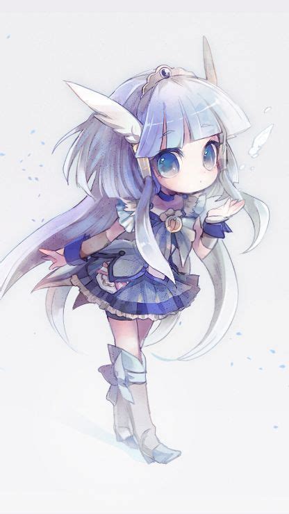 Glitter Azul Chibi Cute Girl Anime Art Blue And