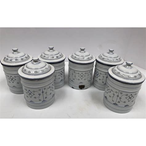 Vintage French Country Enamel Canister Set Set Of 6 Chairish
