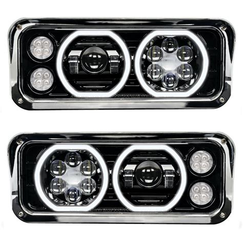 Freightliner Classic Fld Sd Black Projector Headlight Assembly With Halo Led Raney S Truck Parts