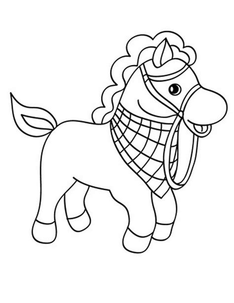gambar mewarnai kuda poni  farm animal coloring pages
