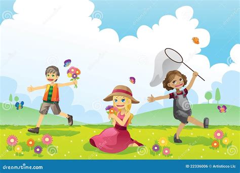 Happy Children In Spring Season Stock Vector Image 22336006