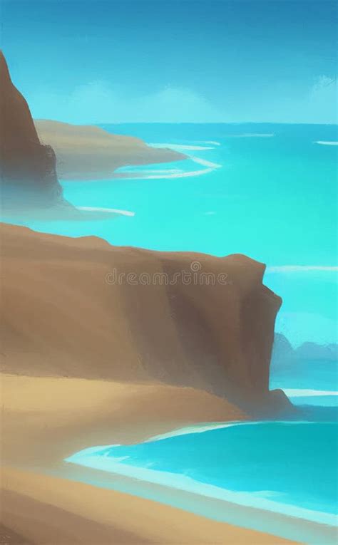Steep Cliffs On A Sea Shore Abstract Digital Art Stock Illustration