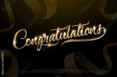 Congratulations Calligraphy Lettering Handwritten Phrase With Gold