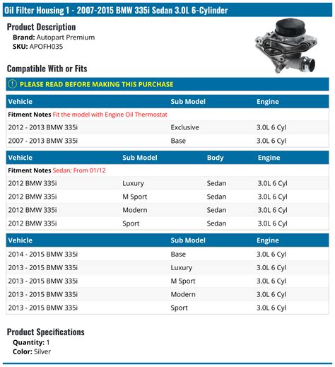2007-2015 BMW 335i Oil Filter Housing - Autopart Premium APOFH035