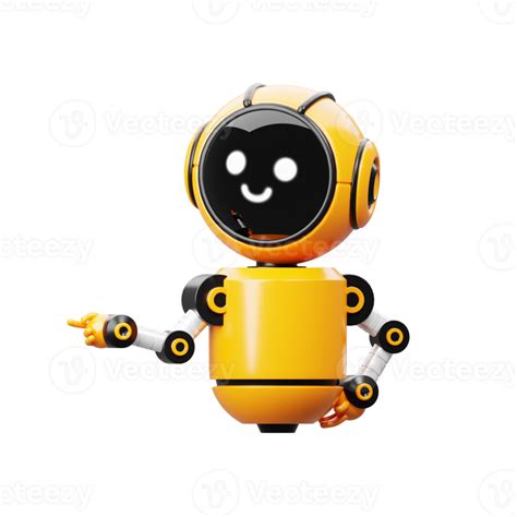Free 3d Orange Robot Character Pointing 23405254 Png With Transparent