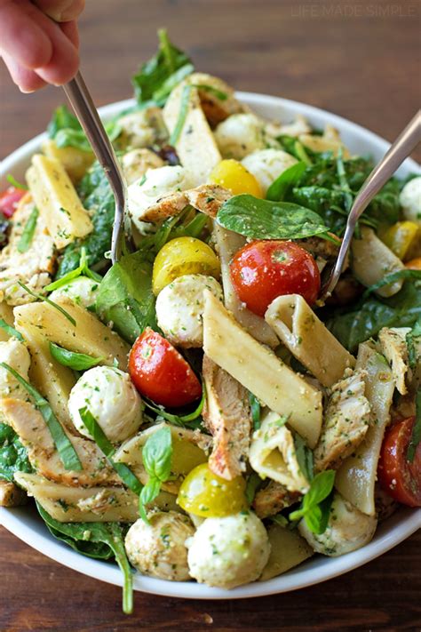 Chicken Caprese Pasta Salad With Pesto Dressing Life Made Simple