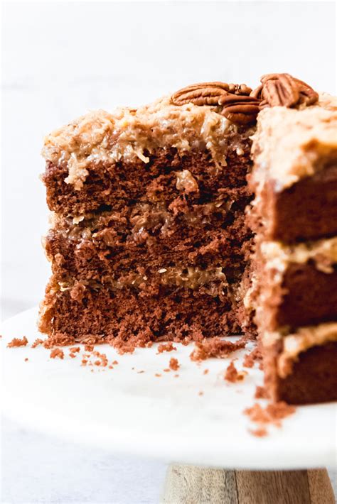 Real german chocolate cake made with sweet baker's chocolate, tangy buttermilk and filled with rich how to make authentic german chocolate cake with coconut pecan frosting and creamy the cake was developed to market the sweet chocolate which is used in the original recipe for german. Moist layers of German Chocolate Cake slathered with the ...