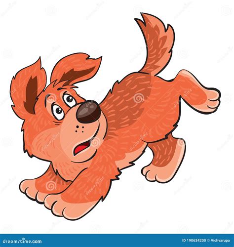 Ginger Dog Running Away From Someone Scared Cartoon Illustration