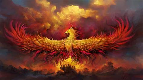 Download Orange Color Cloud Fire Bird Fantasy Phoenix 4k Ultra Hd