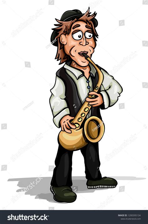 Cartoon Saxophone Man Player Stock Vector Royalty Free 1200395134