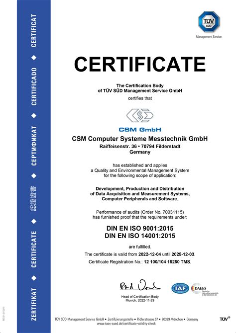Iso Accreditation Csm Products Inc