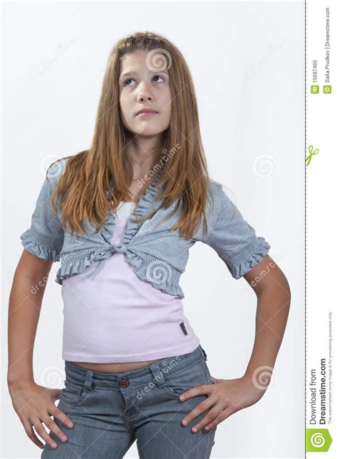 Young Attractive Teenage Girl In Modern Clothes Stock