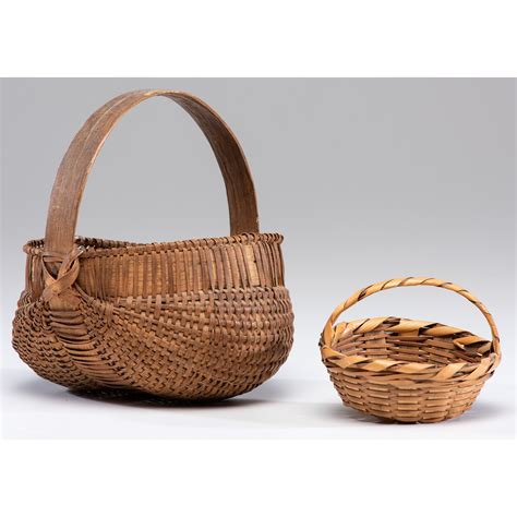 Two Miniature Woven Baskets With Handles Cowans Auction House The