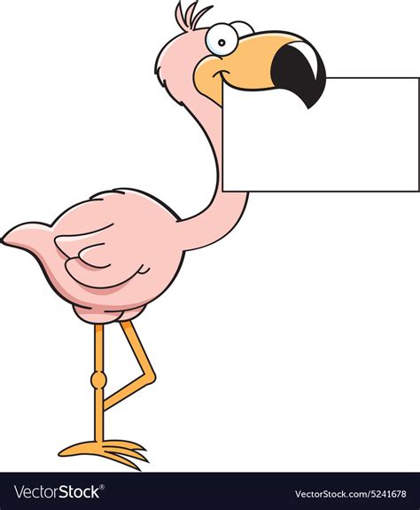 Cartoon Flamingo Holding A Sign Royalty Free Vector Image