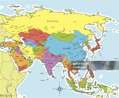 Asia Map Countries And Cities High Res Vector Graphic Getty Images