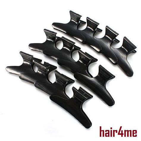 12pcs Black Plastic Butterfly Jaw Clip Jaws Hair Clips Salon Section