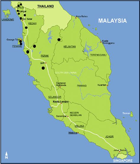 A Geographical Map Of West Malaysia And Dental Clinics Sites
