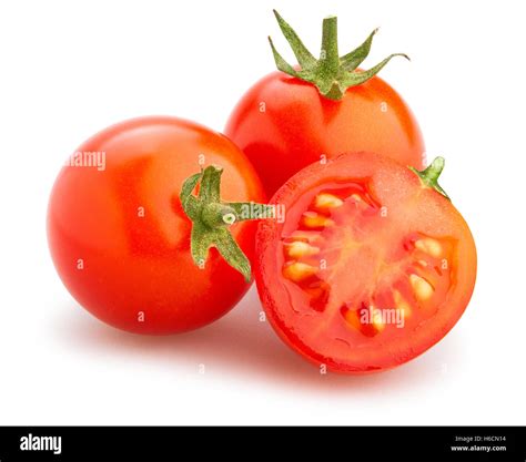 Sliced Cherry Tomatoes Isolated Stock Photo Alamy
