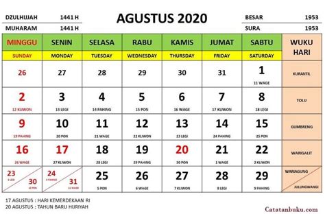 Awasome Kalender Jawa Agustus 2022 Kelompok Belajar