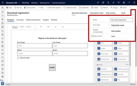 Set Up And Manage Marketing Forms For Use In Marketing Pages Dynamics
