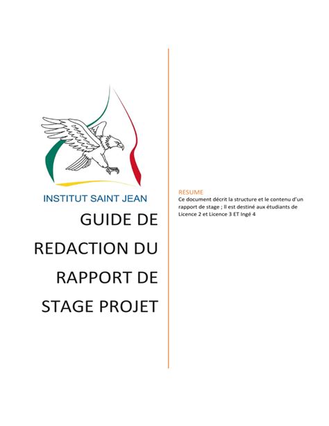 Guide De Redaction Du Rapport De Stage L2 L3 Ingé 4