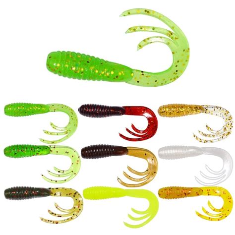 50 Pcslot 38mm 07g Soft Bait Small Curly Tail Silicone Baits Three