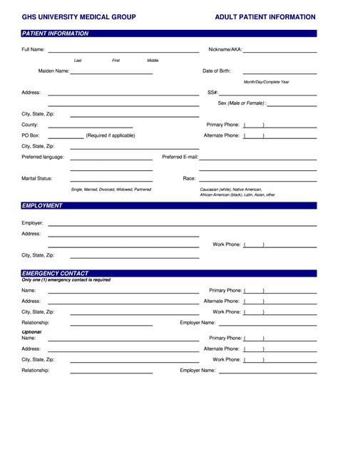 15 Printable Free New Patient Medical Forms Templates Fillable Gambaran