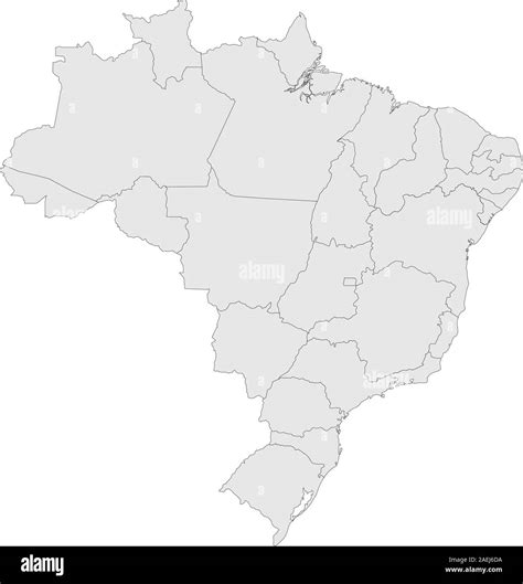 Modern Brazil Political Map Highlighted With Provinces Vector Illustration Light Gray Color