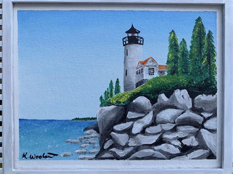 Bass Harbor Lighthouse Painting Etsy In 2021 Lighthouse Painting