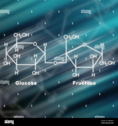 Sucrose Structural Chemical Formula Futuristic Background Stock Photo