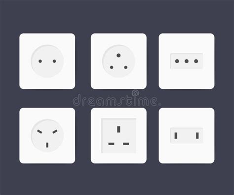 Power Socket Icon Set World Standards For Different Country Plugs