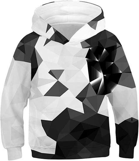 Unicomidea Cool Hoodies For Boys 3d Gray Geometric Pullover Sweatshirt