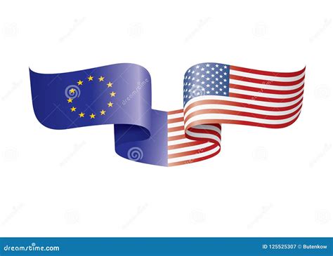 European Union And American Flags Vector Illustration Stock Vector