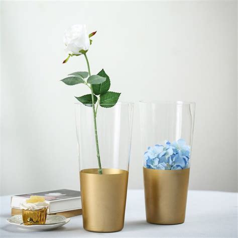 2 Pack 12 Gold Dipped Bud Vases Cylinder Vases Glass Vase Flower