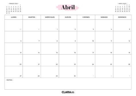 Mes De Abril Para Imprimir Calendario Jun 2021