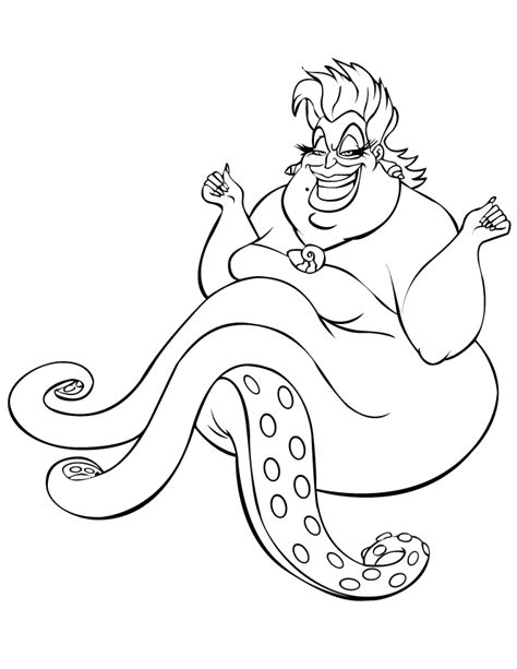 Ursula From Little Mermaid Cartoon Coloring Page Mermaid Coloring