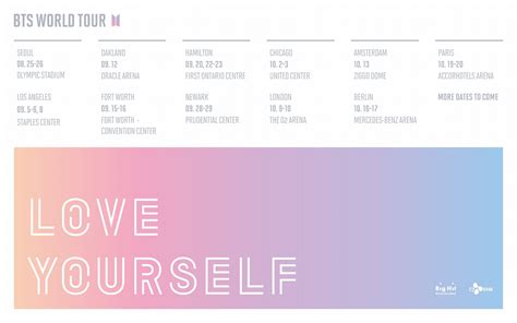 Love yourself is the third worldwide concert tour headlined by the south korean boy band bts to promote their love yourself series, love yourself 'her' , love yourself 'tear' and love yourself 'answer'. BTS World Tour "LOVE YOURSELF": Cities And Ticket Details ...