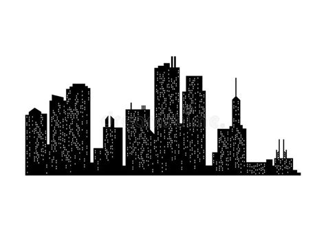 Cityscape Silhouette Monochrome Panoramic View Modern Urban Landscape