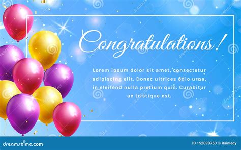 Congratulation Banner With Colorful Balloons Vector Stock Vector
