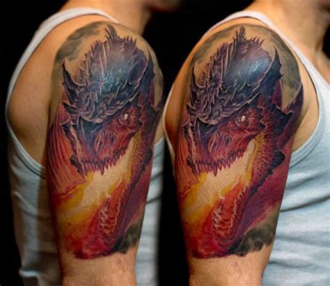 Find stockbilleder af dragon fire breathing spreading wings tattoo i hd og millionvis af andre royaltyfri stockbilleder, illustrationer og vektorer i shutterstocks samling. 70 Dragon Arm Tattoo Designs For Men - Fire Breathing Ink ...